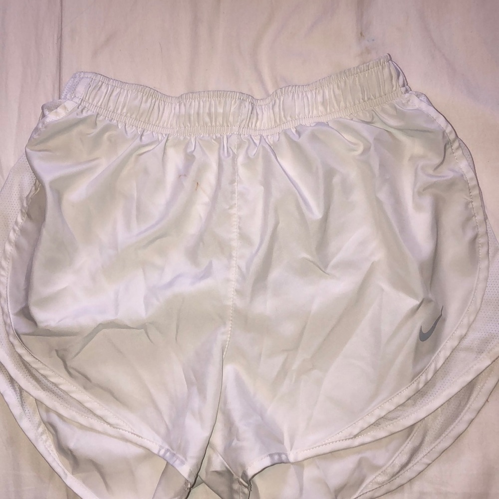 white nike dri-fit running shorts